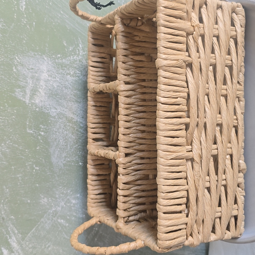 Hearth & Hand With Magnolia Woven Utensil Caddy - Natural Tan 4 Carpartments New - Picture 4 of 4